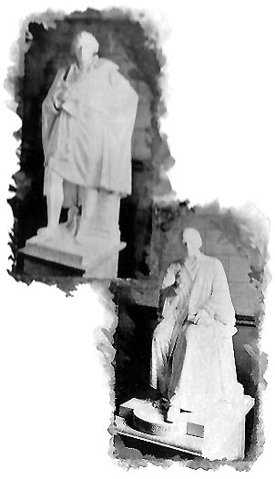 Statues of Otis and Story.